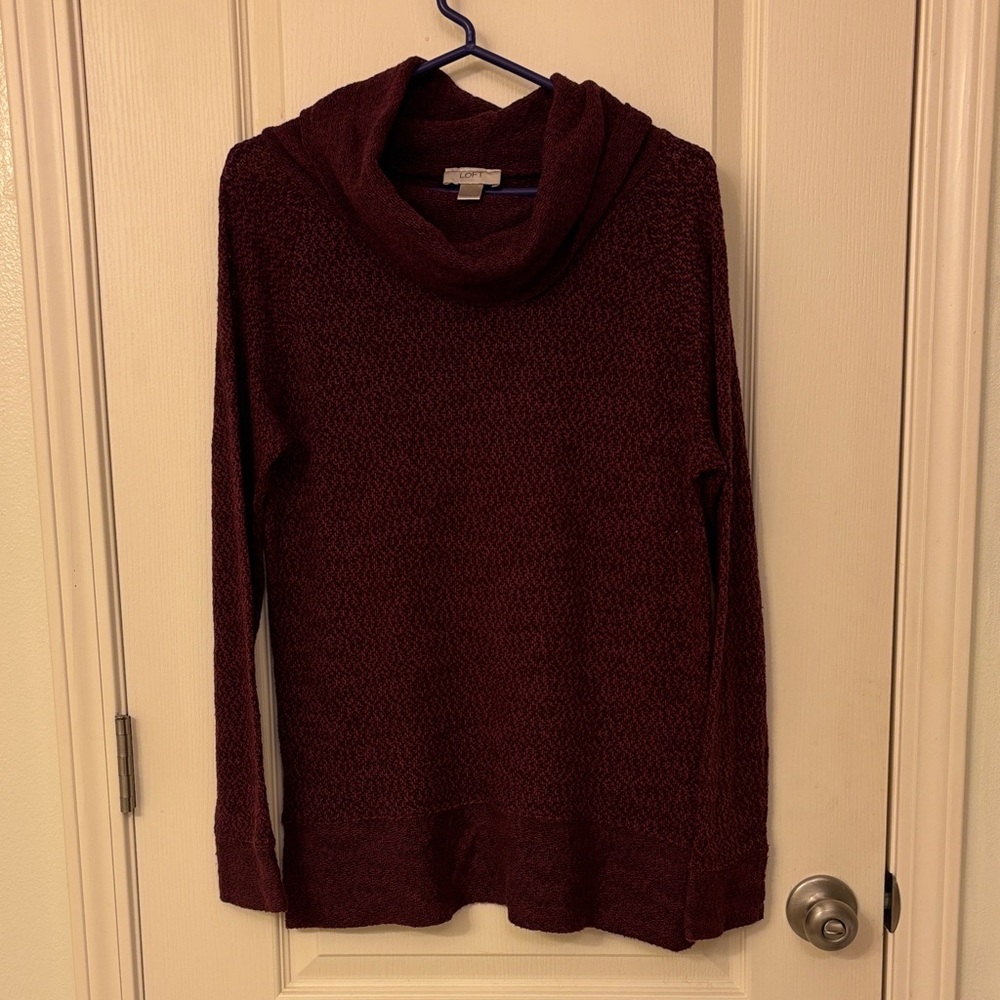 LOFT Deep Red Cowl Neck Sweater